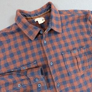 Carbon2Cobalt Heavey Flannel Shirt Mens Size Large Plaid Elbow Patch Button Up